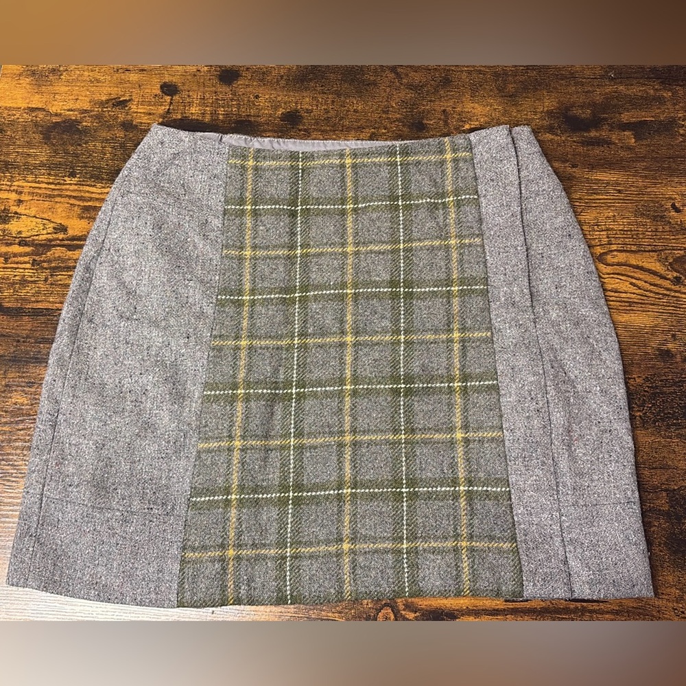 Gray and Green Plaid Women's Skirt